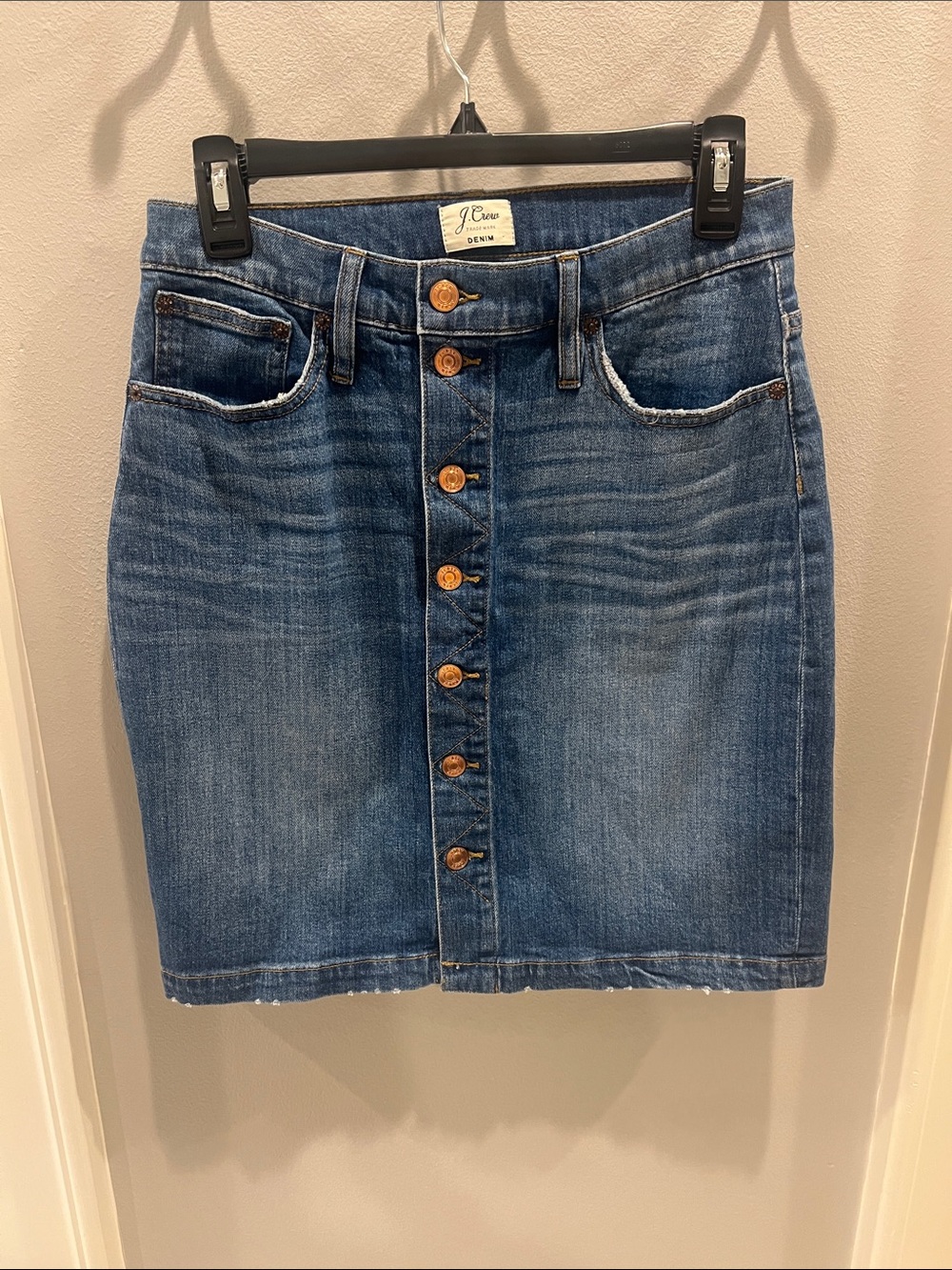J. Crew Blue Button-Front Denim Mini Skirt